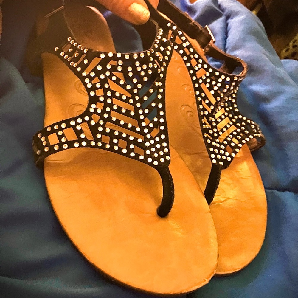 Black Sandals naughty monkey sz 8 w bling
